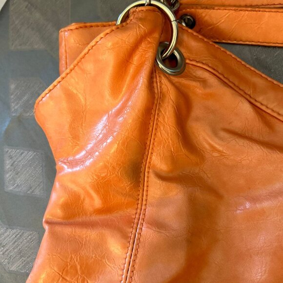 Maurices Creamy Orange Shoulder Bag with Silver Hardware & Size 20" X 12" X 4" - Picture 5 of 11